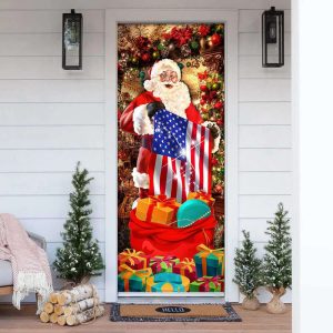 Santa Laughing Christmas Door Cover –…