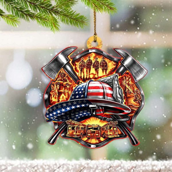 American Firefighter Logo Ornament Honoring Fireman Ornament Christmas Tree Decoration