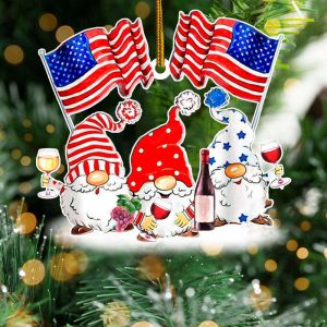 American Gnome Christmas Tree Ornament Wine…