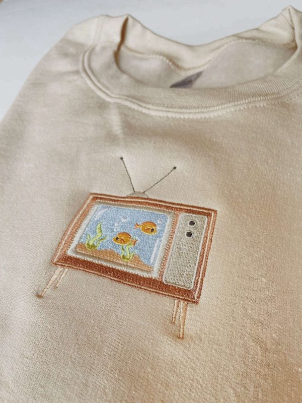 Aquarium TV Embroidered Sweatshirt 2D Crewneck Sweatshirt For Men Women