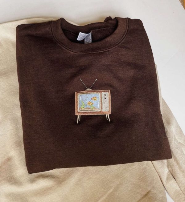 Aquarium TV Embroidered Sweatshirt 2D Crewneck Sweatshirt For Men Women