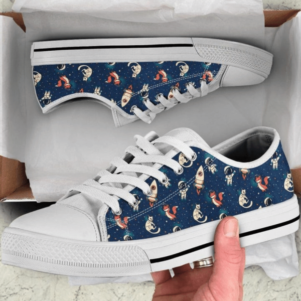 Astronaut, Cat And Fox In Space Low Top Shoes Sneaker PN205069Sb