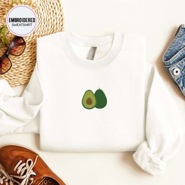 Avocado Embroidered Sweatshirt 2D Crewneck Sweatshirt For Men Women
