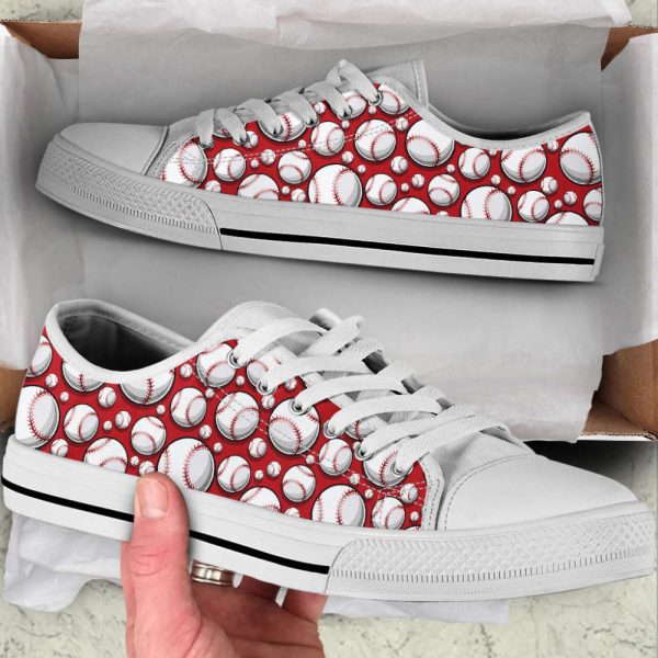 Baseball Ball Pattern Low Top Canvas Print Shoes – Trendy Fashion