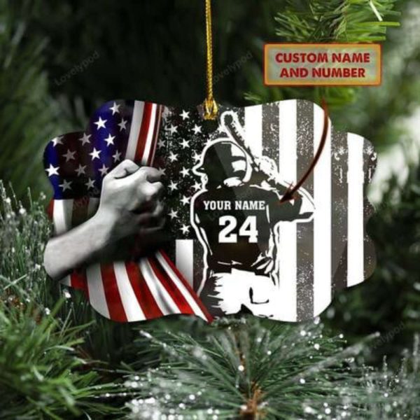 Baseball Ornament Custom Name American Baseman Christmas Ornament