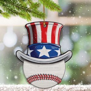 Baseball Wearing USA Hat Ornament Patriotic…