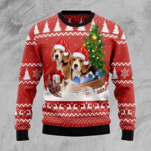 Beagle Dashing Dog Ugly Christmas Sweaterr,…