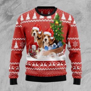 Beagle Dashing Ugly Christmas Sweater For…