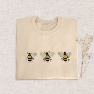 Bee Embroidered Sweatshirt 2D Crewneck Sweatshirt…