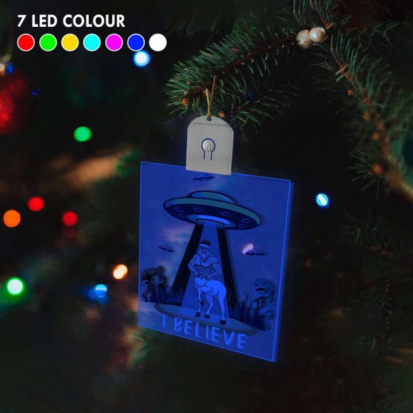 Believe Santaur Bigfoot Dinosaur Alien UFO Santa Centaur Fun Led Christmas Ornament Decor Gift
