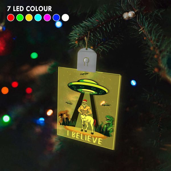 Believe Santaur Bigfoot Dinosaur Alien UFO Santa Centaur Fun Led Christmas Ornament Decor Gift