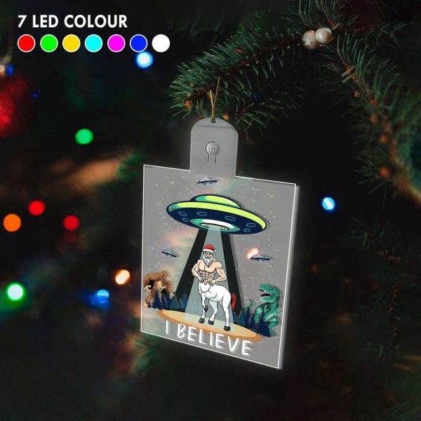 Believe Santaur Bigfoot Dinosaur Alien UFO Santa Centaur Fun Led Christmas Ornament Decor Gift