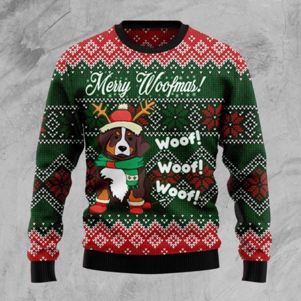 Bernese Mountain Dog Woofmas Ugly Christmas Sweater, Gift For Christmas 2023