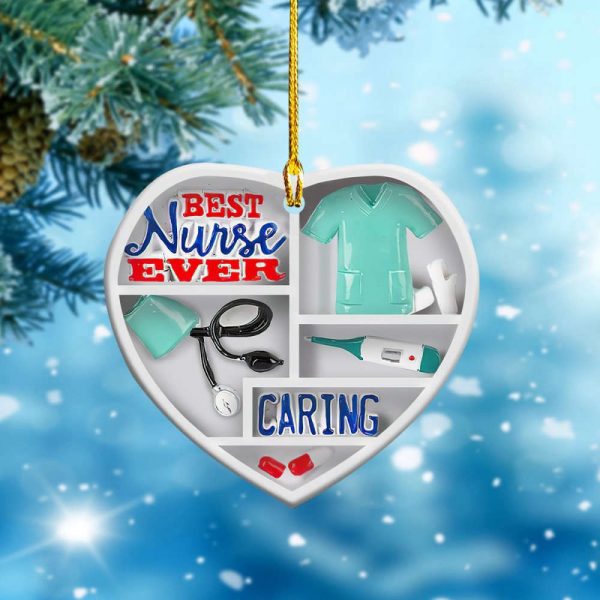Best Nurse Ever Caring Heart Ornament Nurse Christmas Ornament Gifts For Healthcare Workers