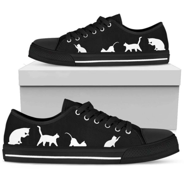 Stylish Black and White Cats Low Top Shoe for Women – Trendy and Comfy