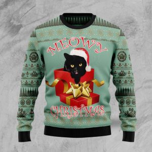 Black Cat Gift Ugly Christmas Sweater,…