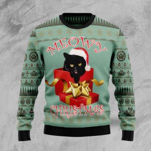 Black Cat Gift Ugly Christmas Sweater,…