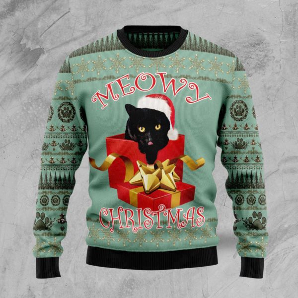 Black Cat Gift Ugly Christmas Sweater, For Men & Women, Best Gift For Christmas