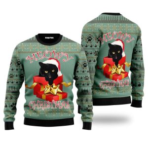 Black Cat Gift Ugly Christmas Sweater…