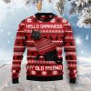 Black Cat Hello Darkness My Old Friend Ugly Christmas Sweater, Gift For Christmas