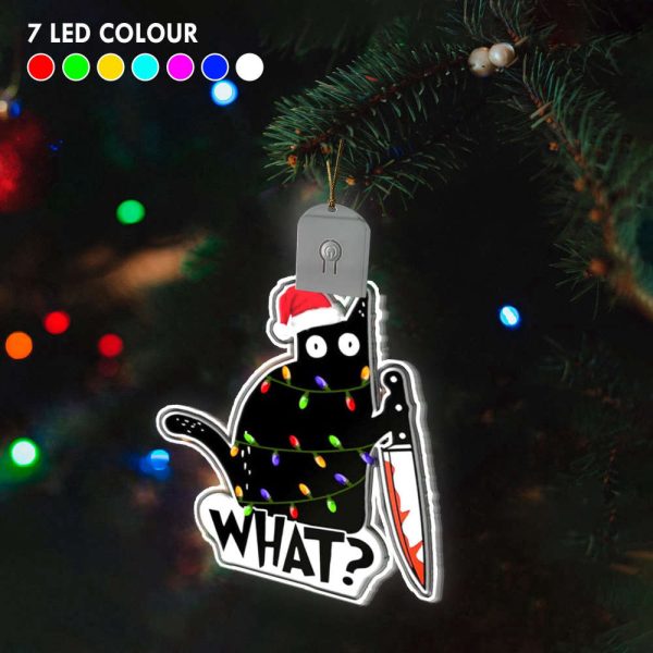 Black Cat Led Christmas Ornament Scary Cat Light Up Christmas Tree Ornament 2023