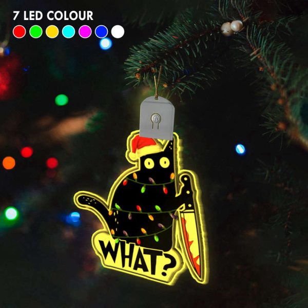 Black Cat Led Christmas Ornament Scary Cat Light Up Christmas Tree Ornament 2023