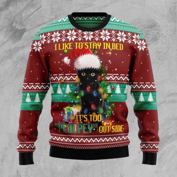 Black Cat Like Stay To In Bed Xmas Ugly Christmas Sweater, Best Gift For Christmas 2023