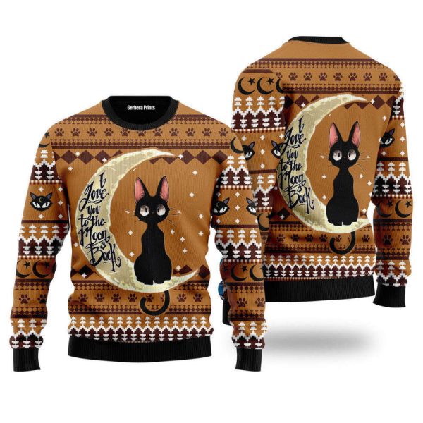 Black Cat Moon And Back Ugly Christmas Sweater For Men & Women