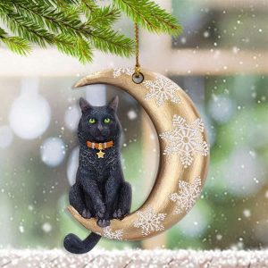 Black Cat On Snow Moon Ornament…