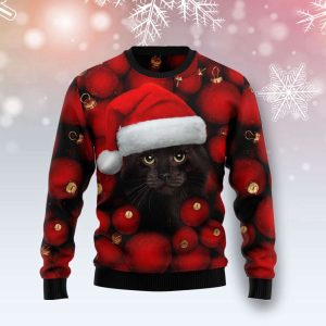 Black Cat Ornament Ugly Christmas Sweater,…