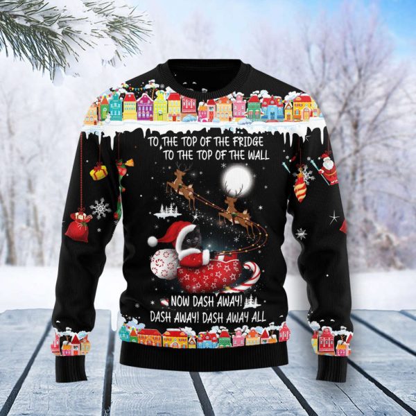 Black Cat Sleigh Christmas Ugly Christmas Sweater, Best Gift For Christmas 2023