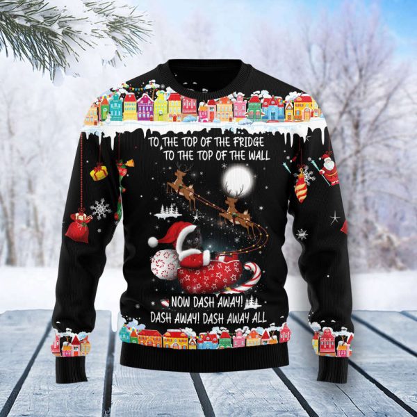 Black Cat Sleigh Christmas Ugly Christmas Sweater, Gift For Christmas 2023