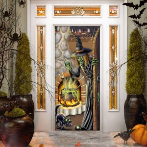 Black Cat Witch Brew Halloween Door…