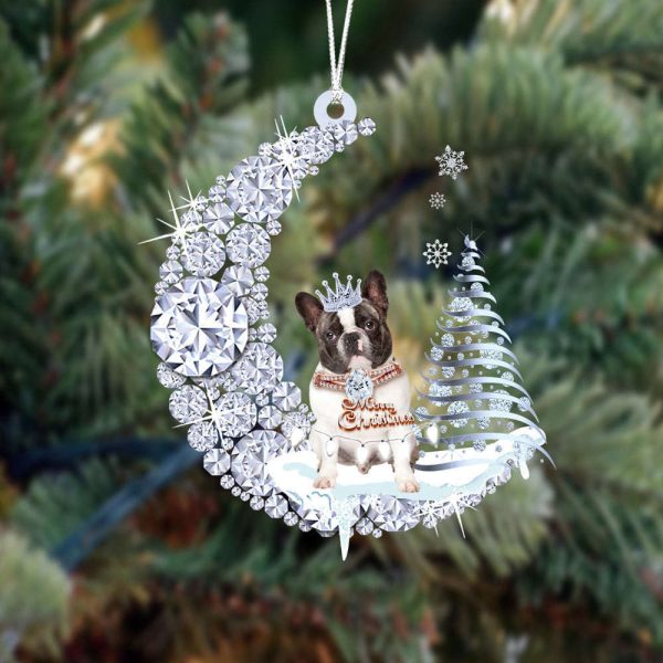 Black French Bulldog Diamond Moon Merry Christmas Ornament Dog Acrylic Ornament