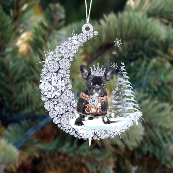 Black French Bulldog Diamond Moon Merry Christmas Ornament Dog Acrylic Ornament