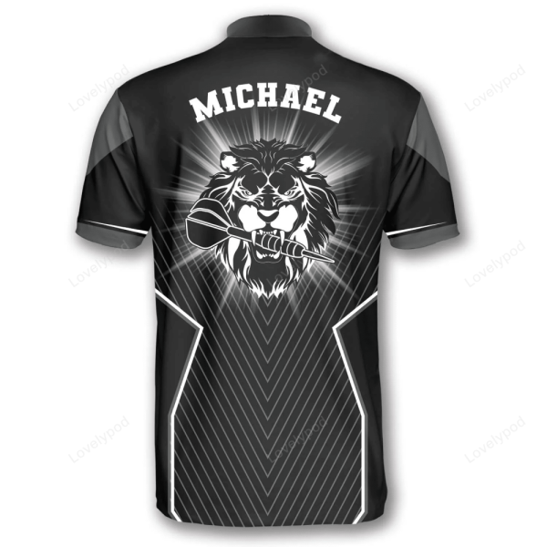 Black Lion Head Custom Darts Jerseys For Men, 3D All Over Print Top Dart Shirt