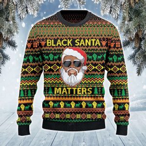 Black Santa Matters Christmas Ugly Sweater,…