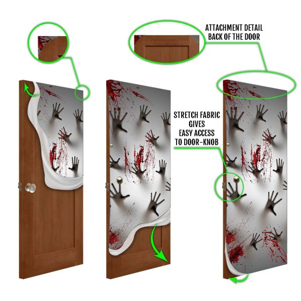 Blood Hands Halloween Door Cover Halloween Door Cover Decorations for Front Door