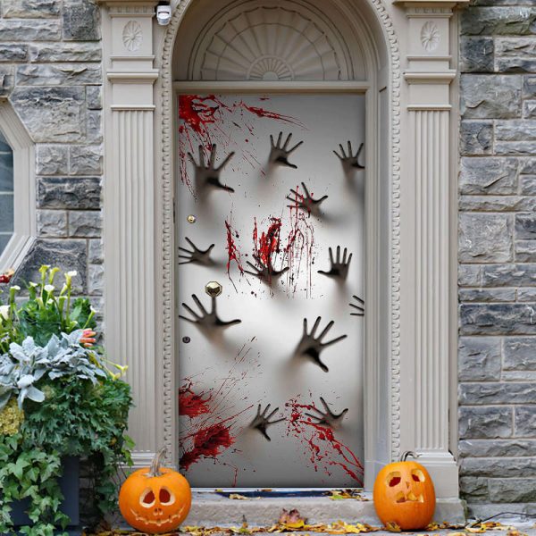 Blood Hands Halloween Door Cover Halloween Door Cover Decorations for Front Door