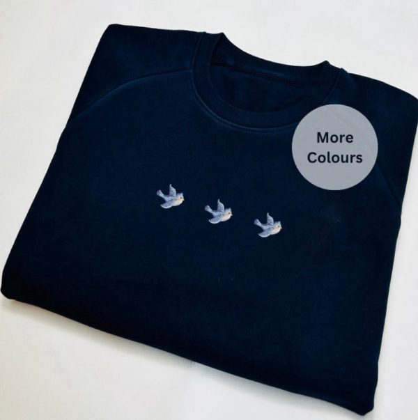 Blue Bird Embroidered Sweatshirt 2D Crewneck Sweatshirt For Men And Women