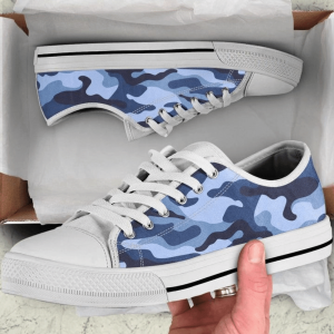 Blue Camo Camouflage Low Top Shoes…