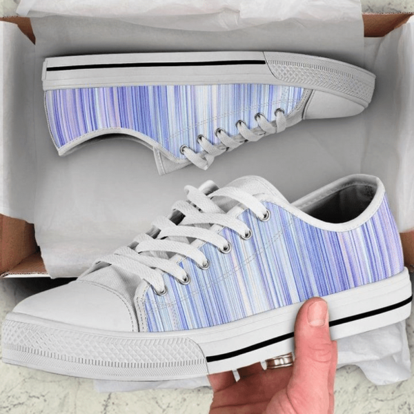 Blue Purple Stripes Abstract Art Low Top Shoes  PN205250Sb