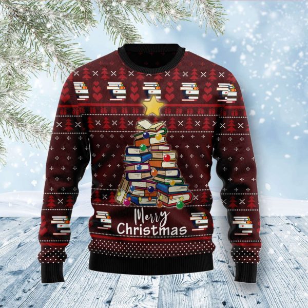 D1211 Book Pine Ugly Christmas Sweater – Noel Malalan Signature