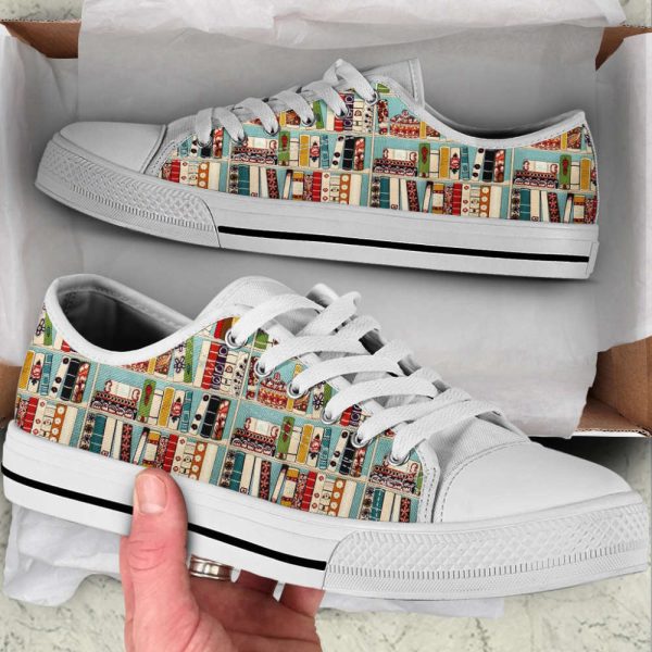 Books Wallpaper Low Top Shoes – Canvas Print Casual Fashion Trend