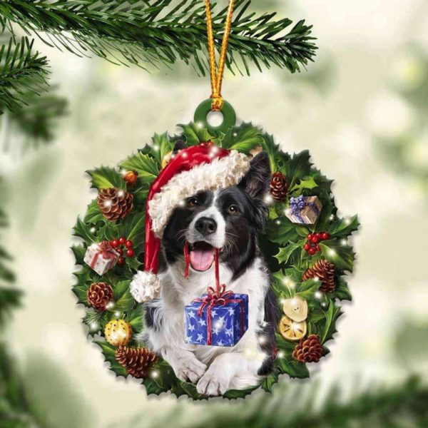 Border Collie And Christmas  Ornament 2023 Christmas Tree Ornaments, Gift For Dog Lover