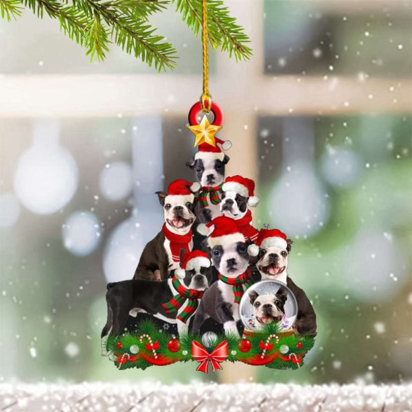 Boston Terrier Christmas Ornament 2023 Boston Terrier Xmas Ornaments Decorations