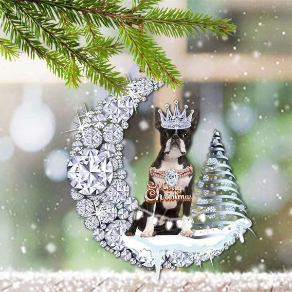 Boston Terrier Christmas Ornament Diamond Merry Xmas Boston Terrier Merchandise