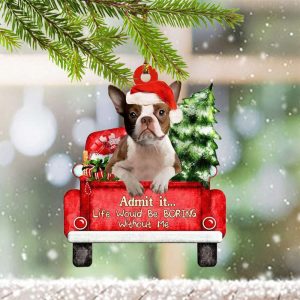 Boston Terrier Christmas Ornament Funny Admit…