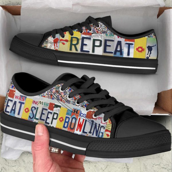 Bowling License Plates Low Top Shoes – Fashionable Canvas Print