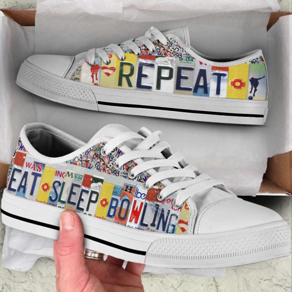 Bowling License Plates Low Top Shoes – Fashionable Canvas Print